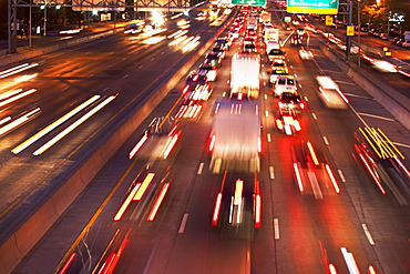 Blurred motion shot of traffic on highway