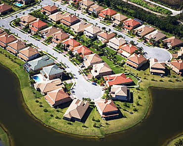 Aerial view of residential housing development