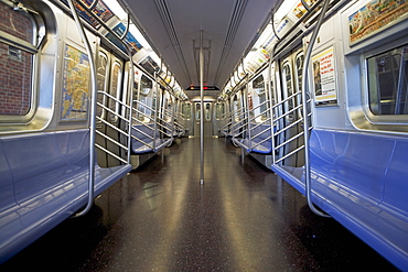 Interior of subway train, New York City, New York, United States