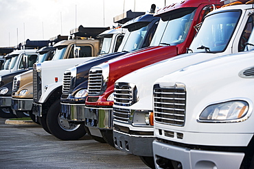 Semi trucks in a row