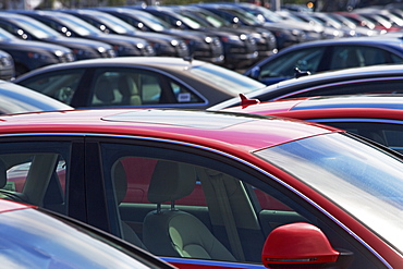 Row of cars in car lot