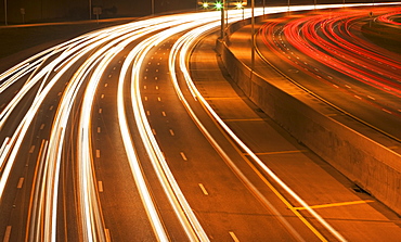 Blurred traffic headlights at night