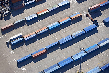 Aerial view of shipping container