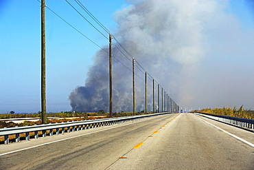 Highway and smoke in distance