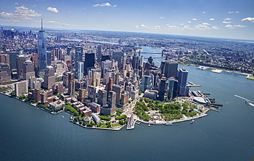 Aerial view of Manhattan and New York City skyline, New York City, New York