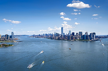 Aerial view of Manhattan and New York City skyline, New York City, New York