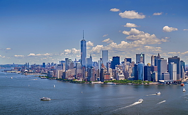 Aerial view of Manhattan and New York City skyline, New York City, New York