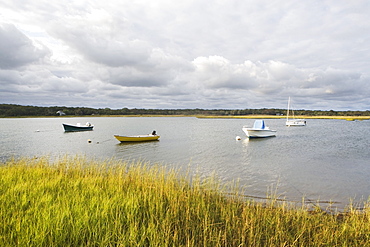 USA, New York, Long Island, East Hampton, Boats floating on lake