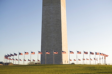 USA, Washington DC, washington monument surrounded by flags