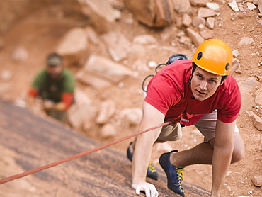 Man rock climbing