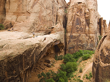 Person canyon rappelling