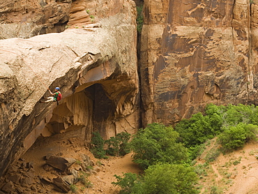 Person canyon rappelling