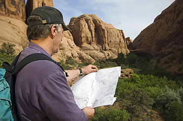 Man looking at map