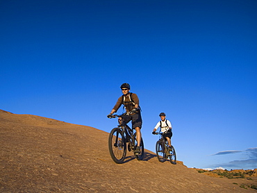 People riding mountain bikes