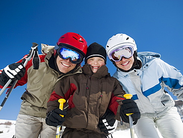 Family wearing ski gear