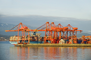 Cargo ship at dock, Vancouver, British Columbia, Canada