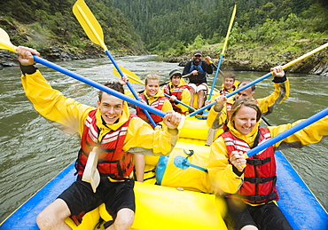 Group whitewater rafting