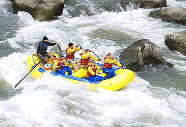 Group whitewater rafting