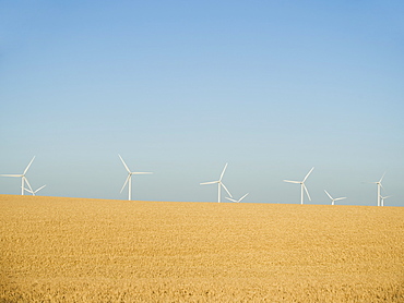 Row on windmills on wind farm