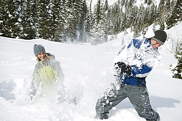 A couple outdoors in the snow