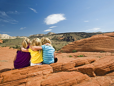 A mother and two kids at Red Rock