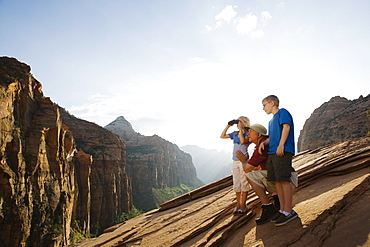 A father and his kids at Red Rock