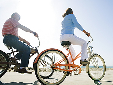 Couple riding bicycles