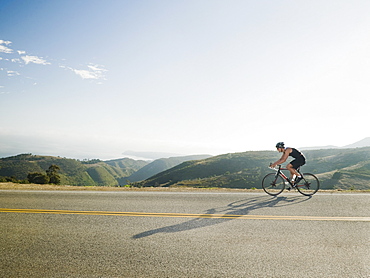 Cyclist road riding in Malibu