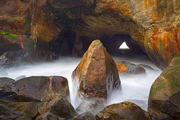 View of cave in sea, Cape Kiwanda, Oregon