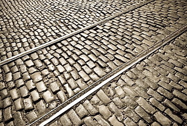 Argentina, Buenos Aires, Cobblestoned street, Argentina Buenos Aires