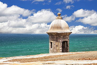 Morro Castle, Old weathered watchtower, El Morro, San Juan, Puerto Rico