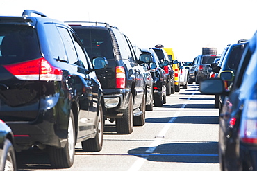 Cars in traffic jam, New York City, New York