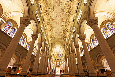 Basilica of Sainte-Anne-de-Beaupre, View along nave towards altar, Quebec, Canada