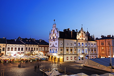 Town hall on main square at night, Poland