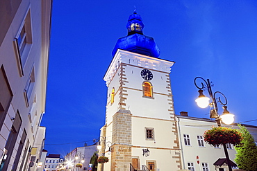 Low angle view of Bell Tower at night, Poland