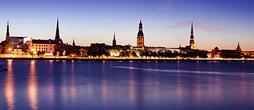 City reflecting in River Daugava, Latvia