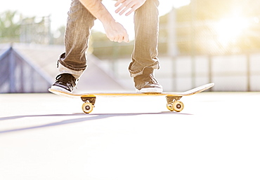 Man skateboarding in skatepark, West Palm Beach, Florida