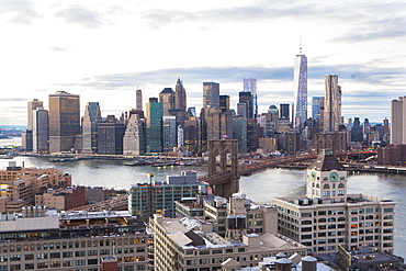 Cityscape with river, New York City, New York