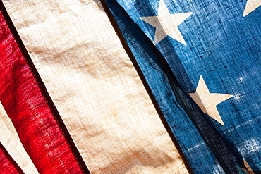 Close-up view of antique American flag