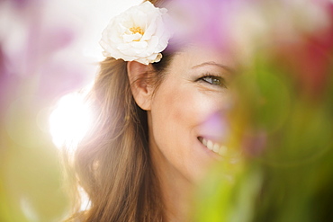 Woman wearing flower