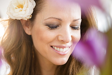 Woman wearing flower