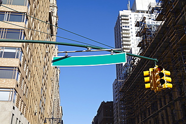 Low angle view of road sign, New York City, New York,USA