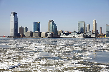 City skyline in winter, Jersey City, New Jersey,USA