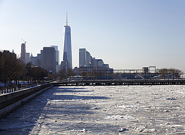 View of Freedom Tower from promenade, New York City, New York,USA