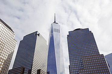 Low-angle view of financial district, New York City, New York,USA