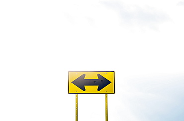 View of road sign on cloudy day, Colorado, USA