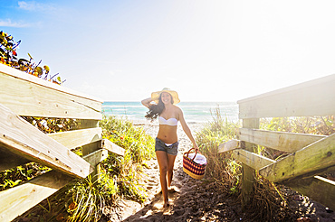 Portrait of young woman on beach, Jupiter, Florida,USA