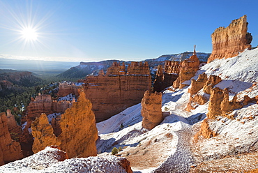 View of winter landscape, USA, Utah, Bryce Canyon National Park