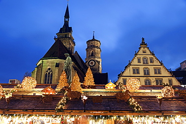 Stiftskirche and Schillerplatz, Germany, Baden-Wurttemberg, Stuttgart, Stiftskirche, Schillerplatz