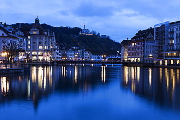 Architecture along Reuss River, Switzerland, Lucerne, Lucerne architecture along Reuss River